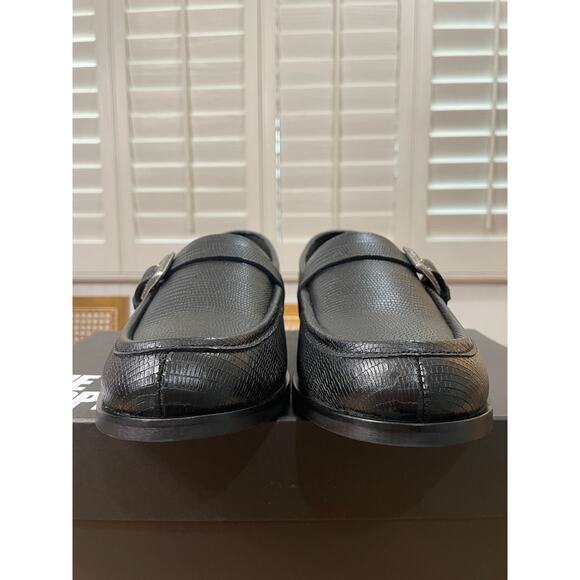 The Kooples Men's Black Leather Loafers Size 9.5 US 43 FR NIB Lizard Texture - Picture 8 of 13